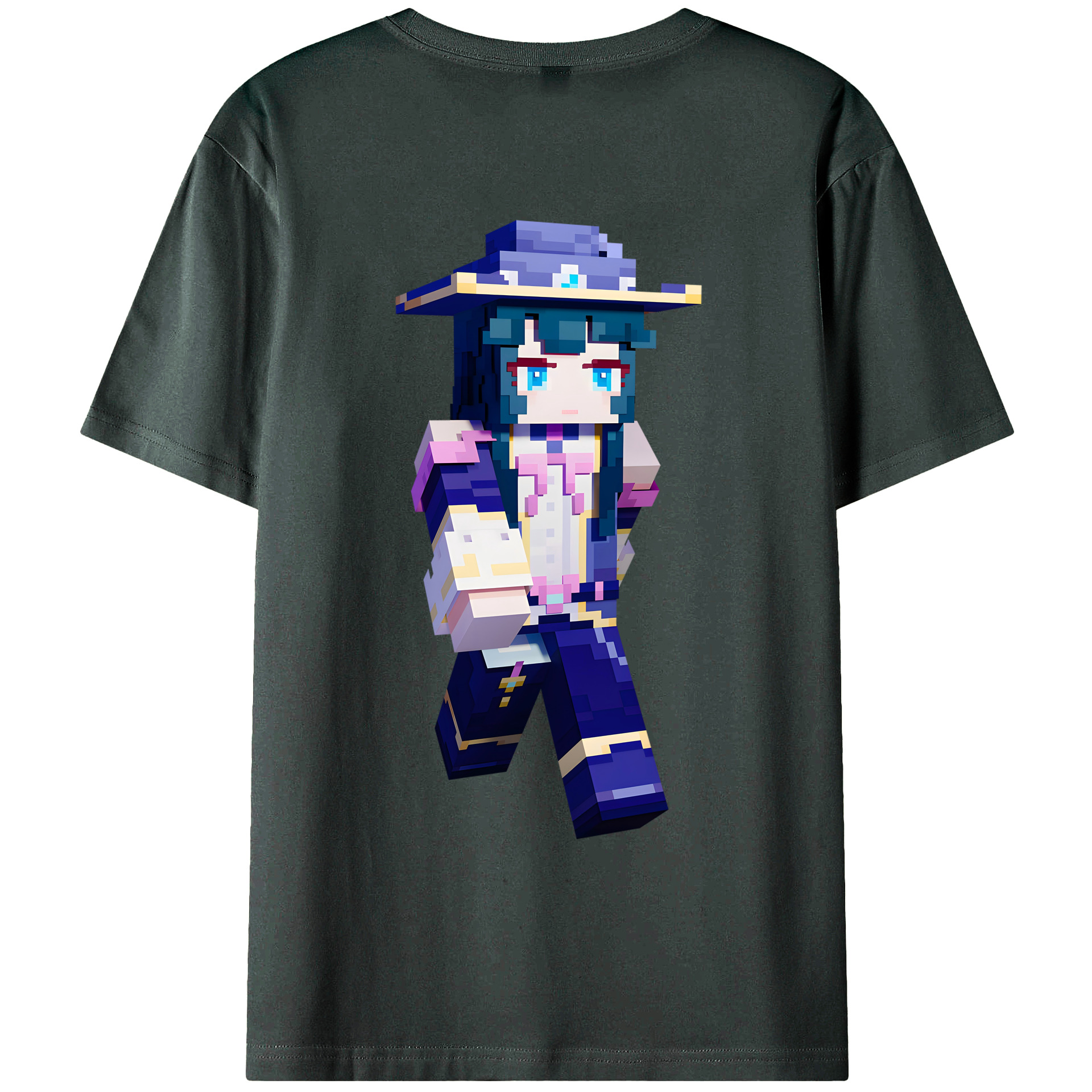 （画像用） マインクラフト ブロックの世界 Minecraft MC Block world 綿100％ メンズ半袖Tシャツ（バックプリント） 通気性
